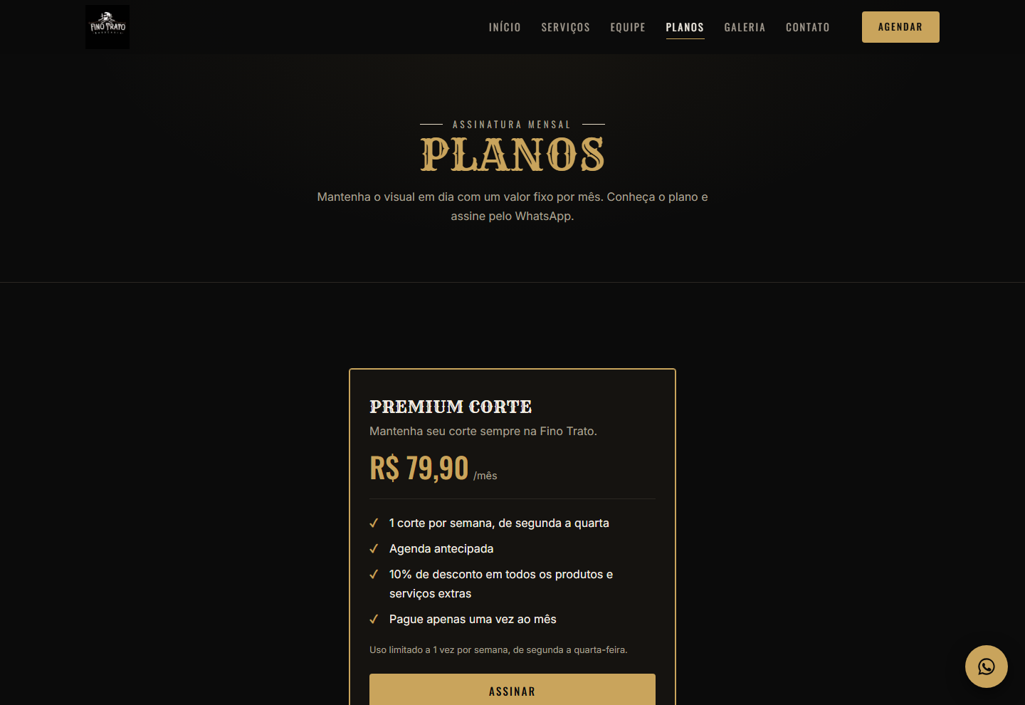 Plano de assinatura mensal